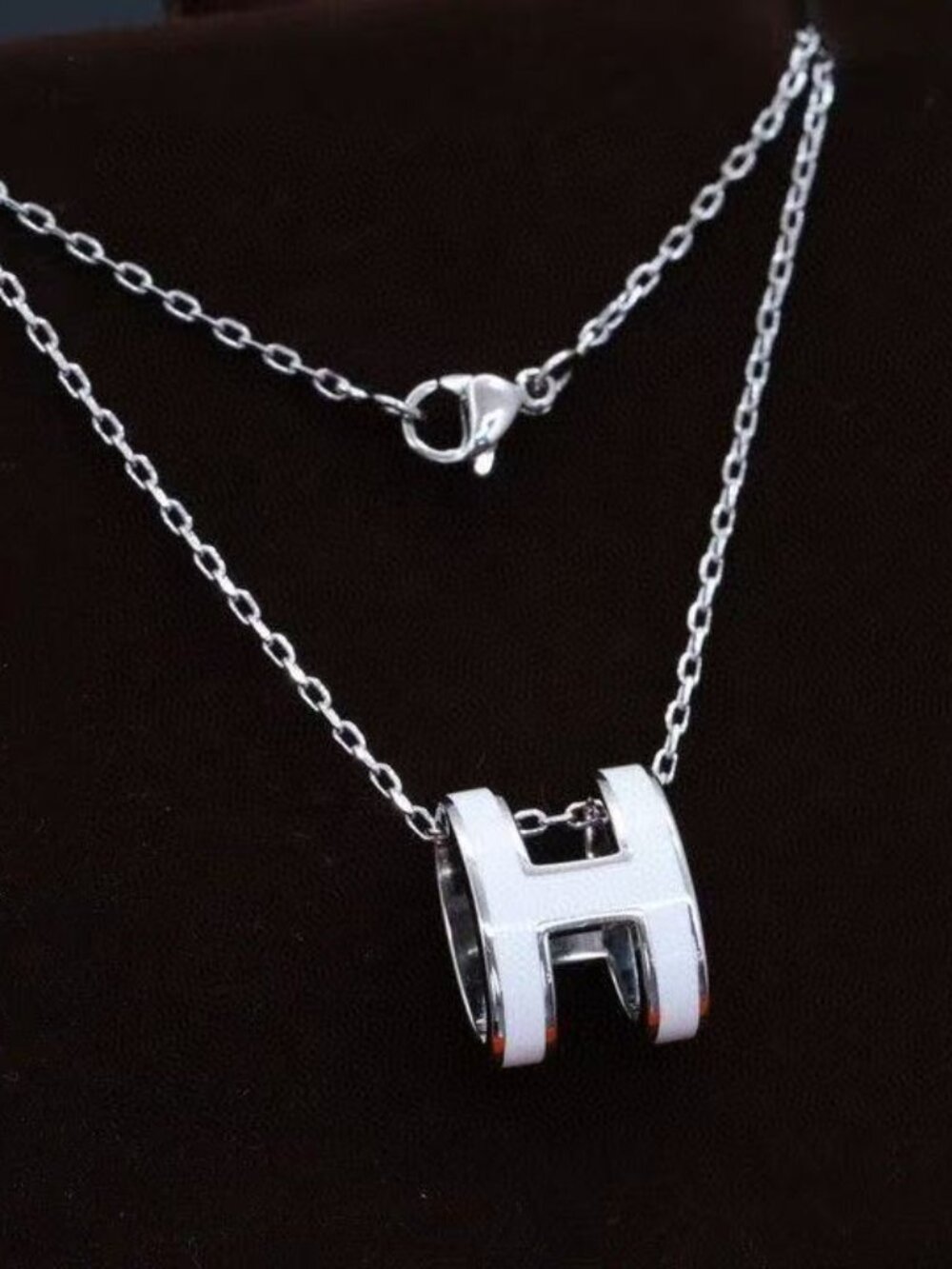 Hermès Silver Necklace with Orange Box